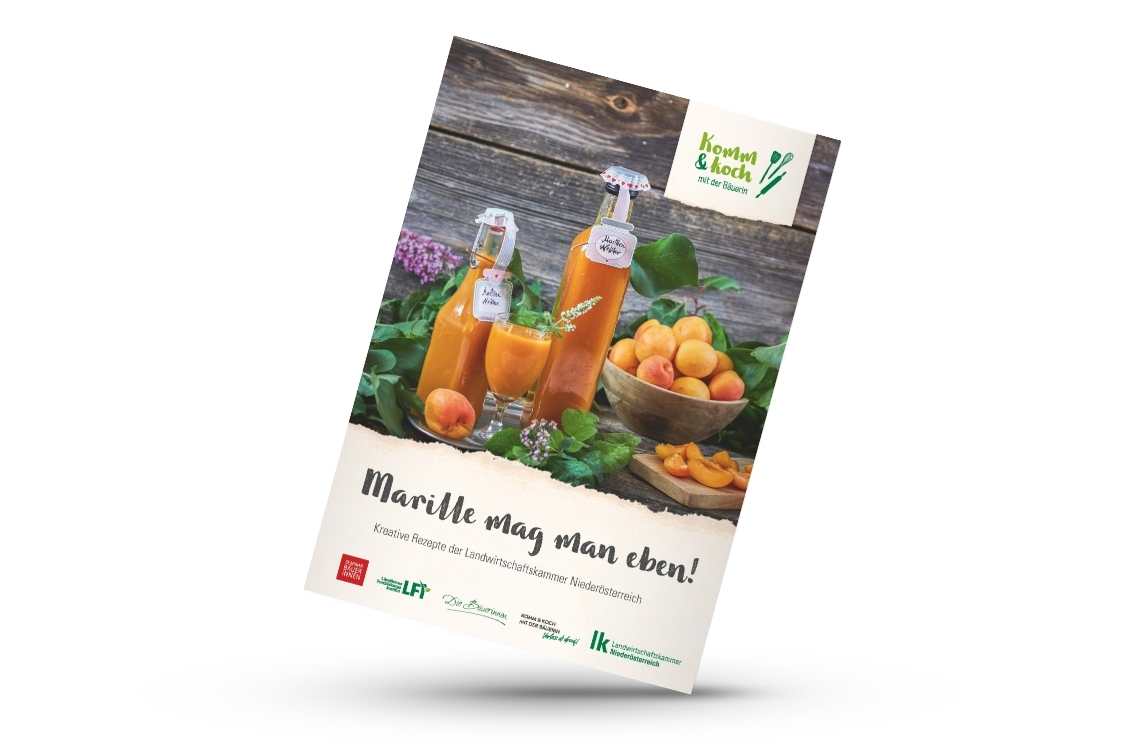 Titelseite Rezeptbroschüre Marille mag man eben