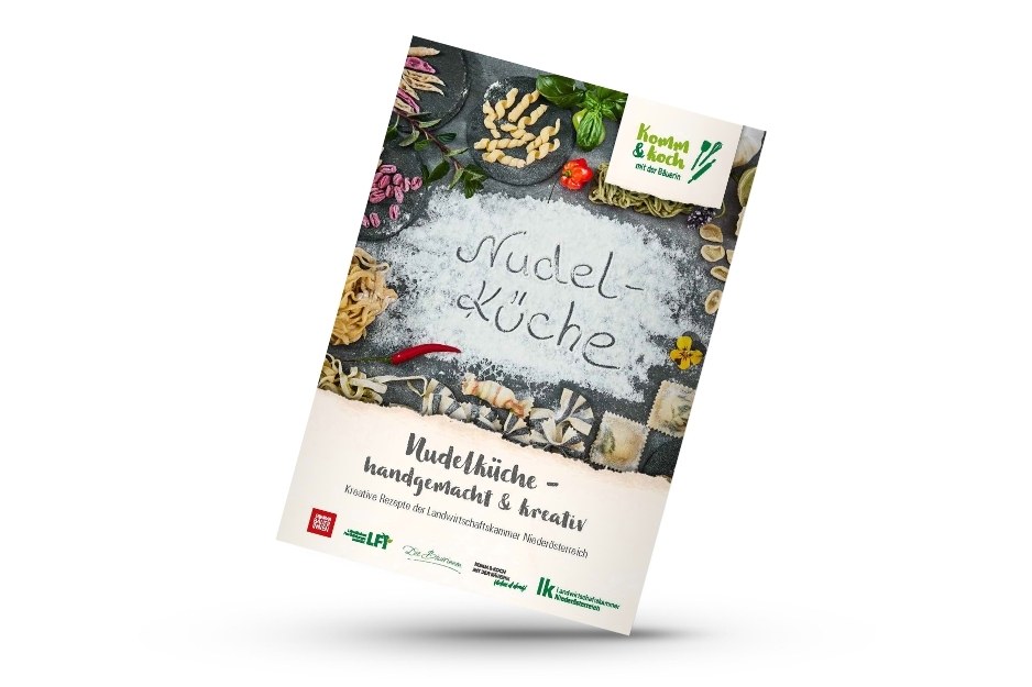 Titelseite Rezeptbroschüre Nudelküche @ LK NÖ