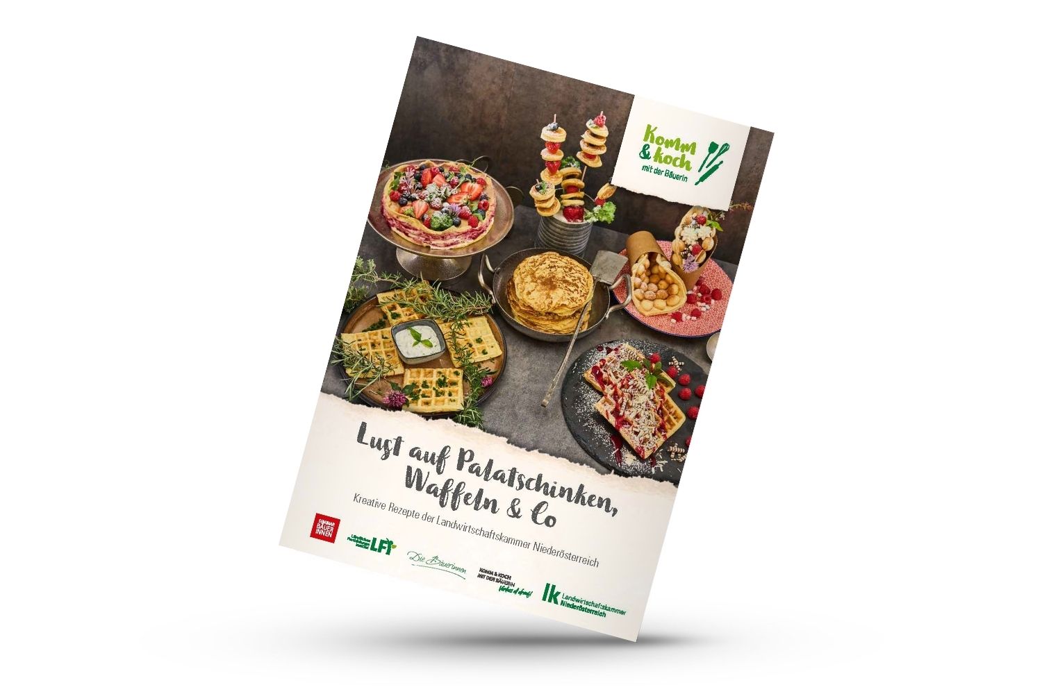 Titelseite Rezeptbroschüre Lust auf Palatschinken, Waffeln & Co