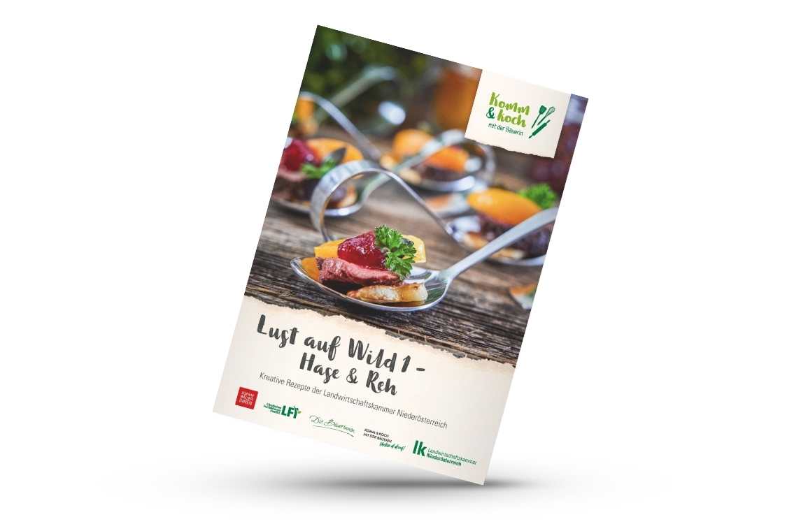 Titelseite Rezeptbroschüre Lust auf Wild 1 - Hase & Reh
